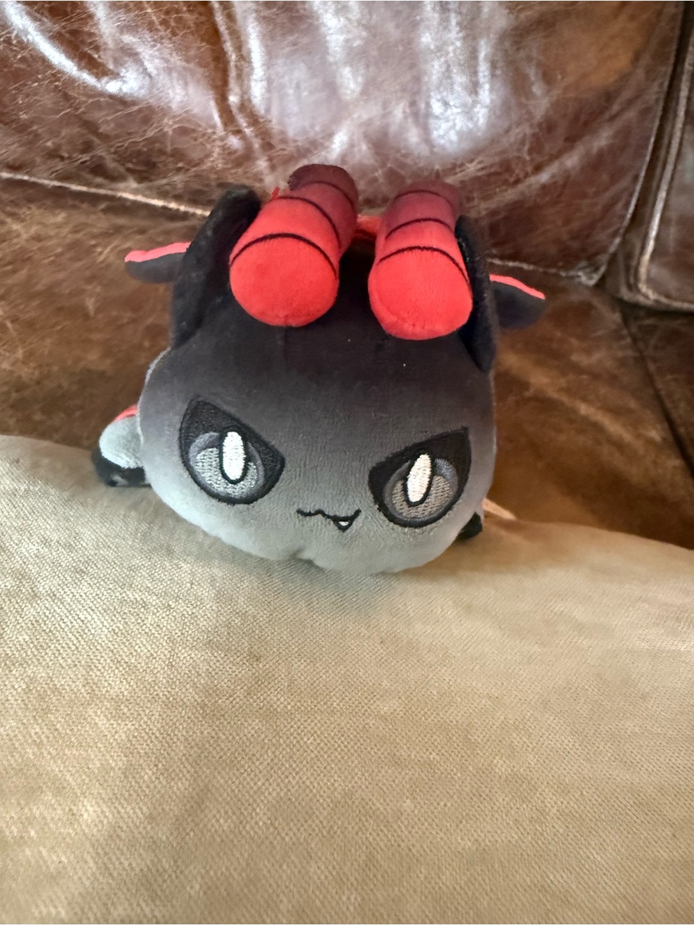 Gray and Red Plush Spider Pet Toy for Small Pets